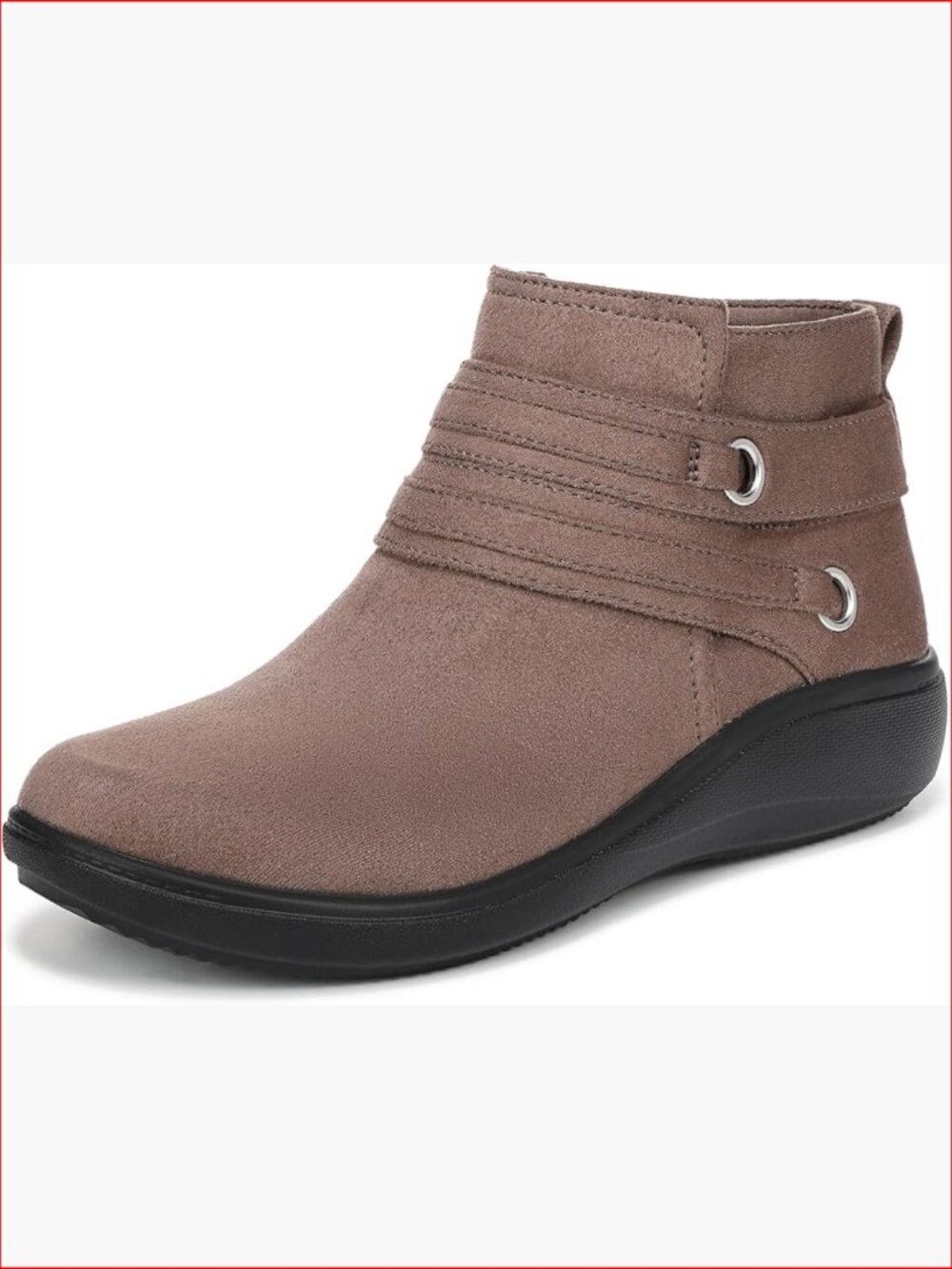 Women's Ankle Booties with Stretch Microfiber Upper and Side Zipper